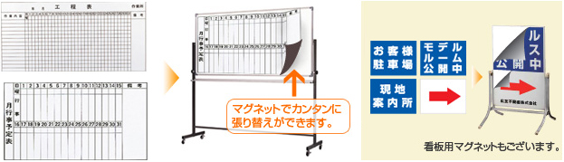 オリジナルマグネットシート マグネットで簡単に張り替えができます